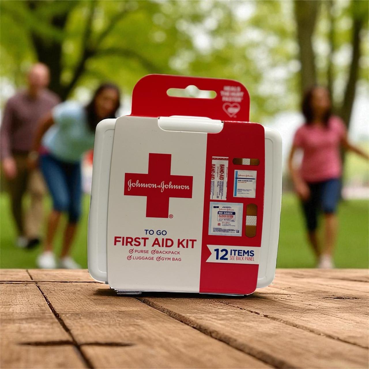 Johnson & Johnson To-Go First Aid Kit – 12 Items